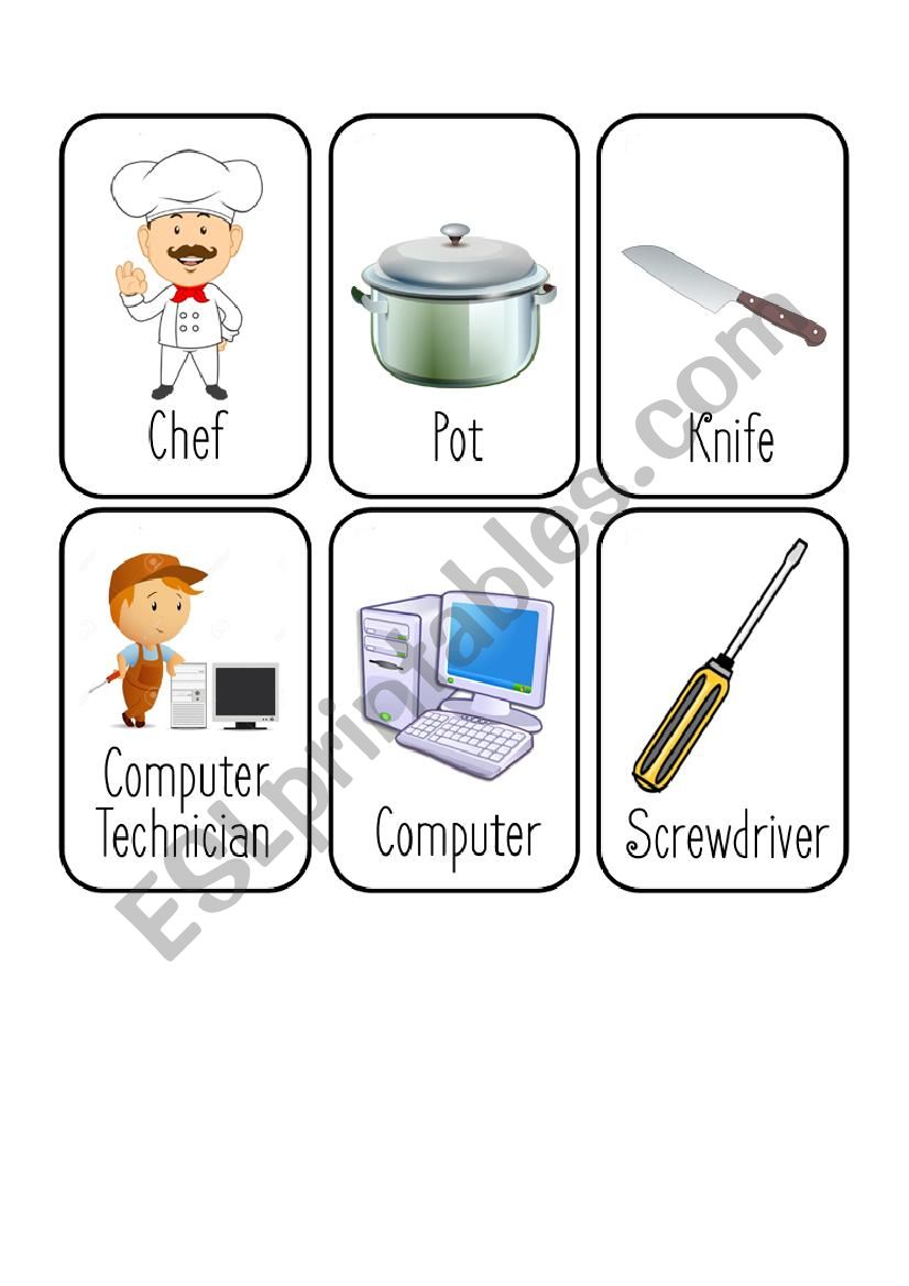 Jobs Card Game [2/8] [Chef - Computer Technician - Dentist - Doctor]